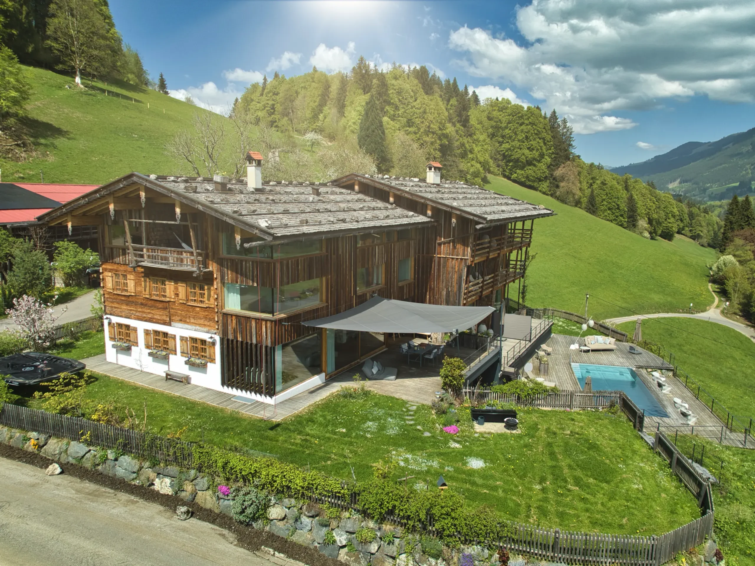 Aufrollbares Sonnensegel Architektur am Jägersberg